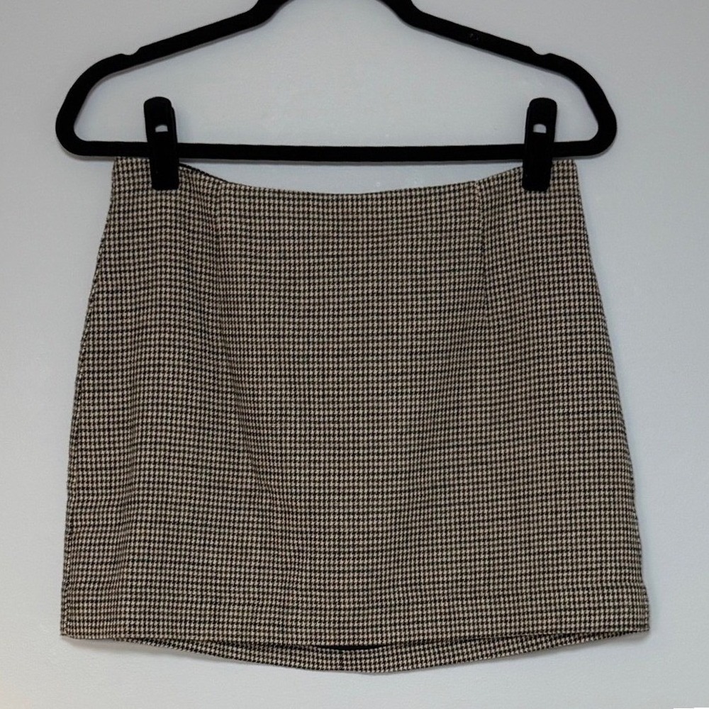 French Connection Brown Houndstooth Wool Blend Mini Skirt Size 8 NWT